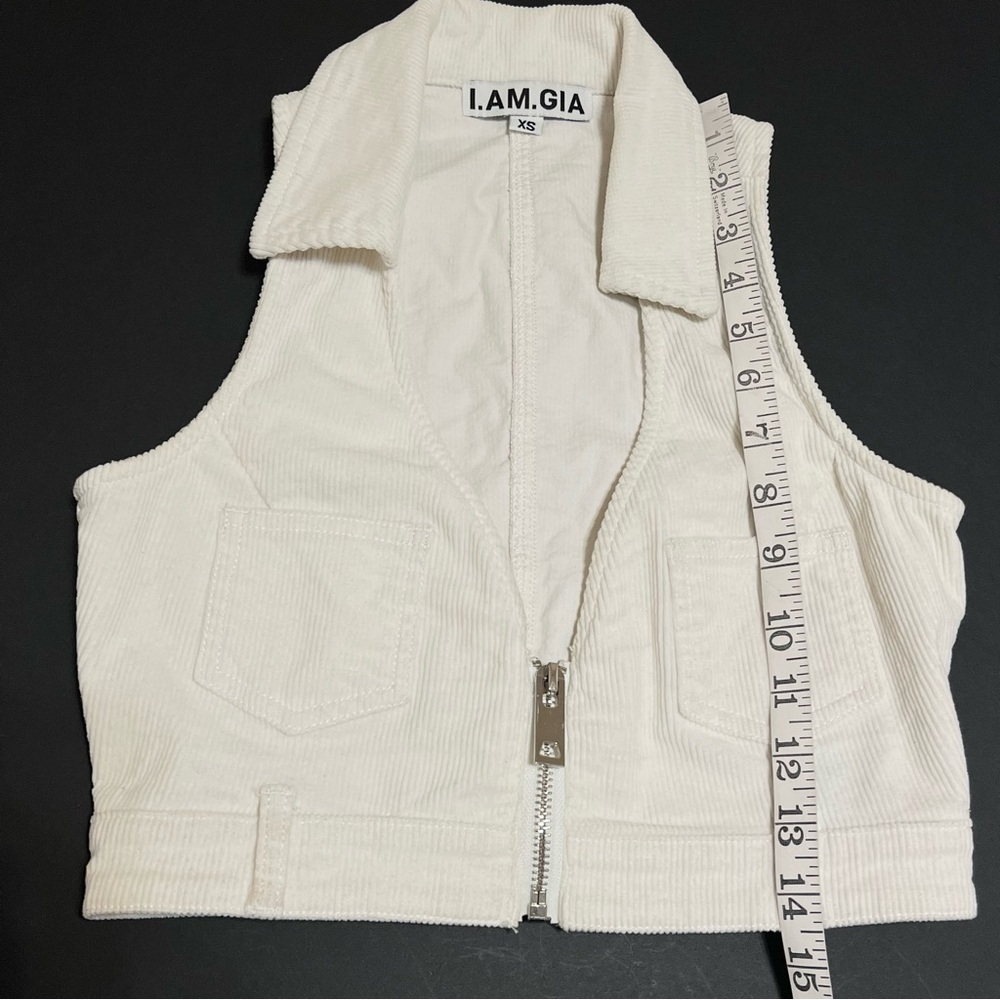 I.Am.Gia corduroy cropped Vest top, cream, size XS - Picture 5 of 10